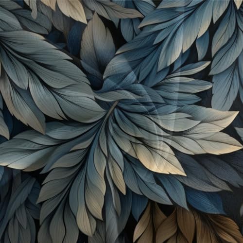 Housses de couettes 3D imprimé feather shape drap lit bleu gris - 7