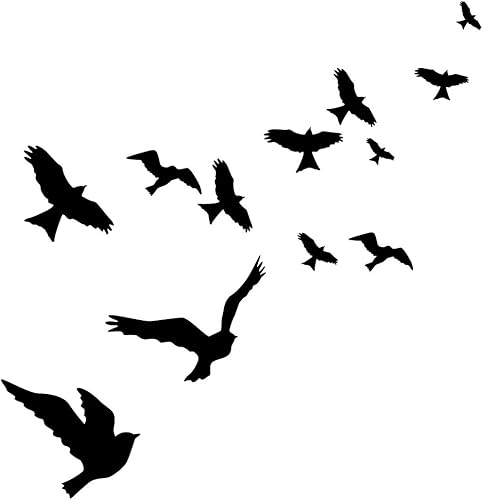 Miniatura 4 de Vinilo decorativo para pared, diseño de pájaros voladores, 23 x 22 pulgadas, diseño moderno de plumas de palomas con encanto, Daydream para el