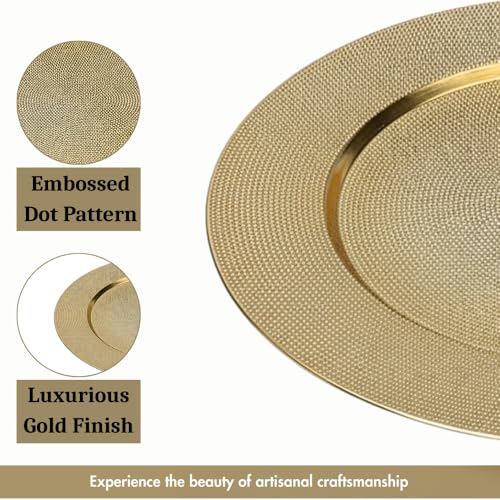Image of Premium Gold Decorative Charger Plate | Pooja Thali, Gift Hamper Base & Decorative Platter for Dining Table, Home Decor, Wedding & Festive Gifting