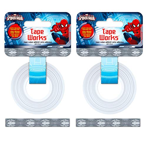 Marvel Spiderman Washi Tape ~ Bundle with 2 Pack Spiderman Decorative Tape for Gift Wrap, Arts & Crafts, Scrapbook, Pen Pal Letters and More, 0.6" Wide (Spider-Man Toys for Kids)