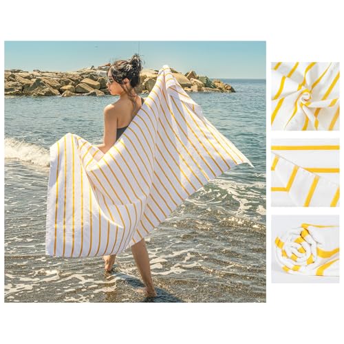 nice homeit Juego de 2 Toallas de Playa de algodón, 75 x 160 cm, Toalla de Playa de Doble Cara, Absorbente, Secado rápido, Ligera, antiarena, Fabricada en Italia