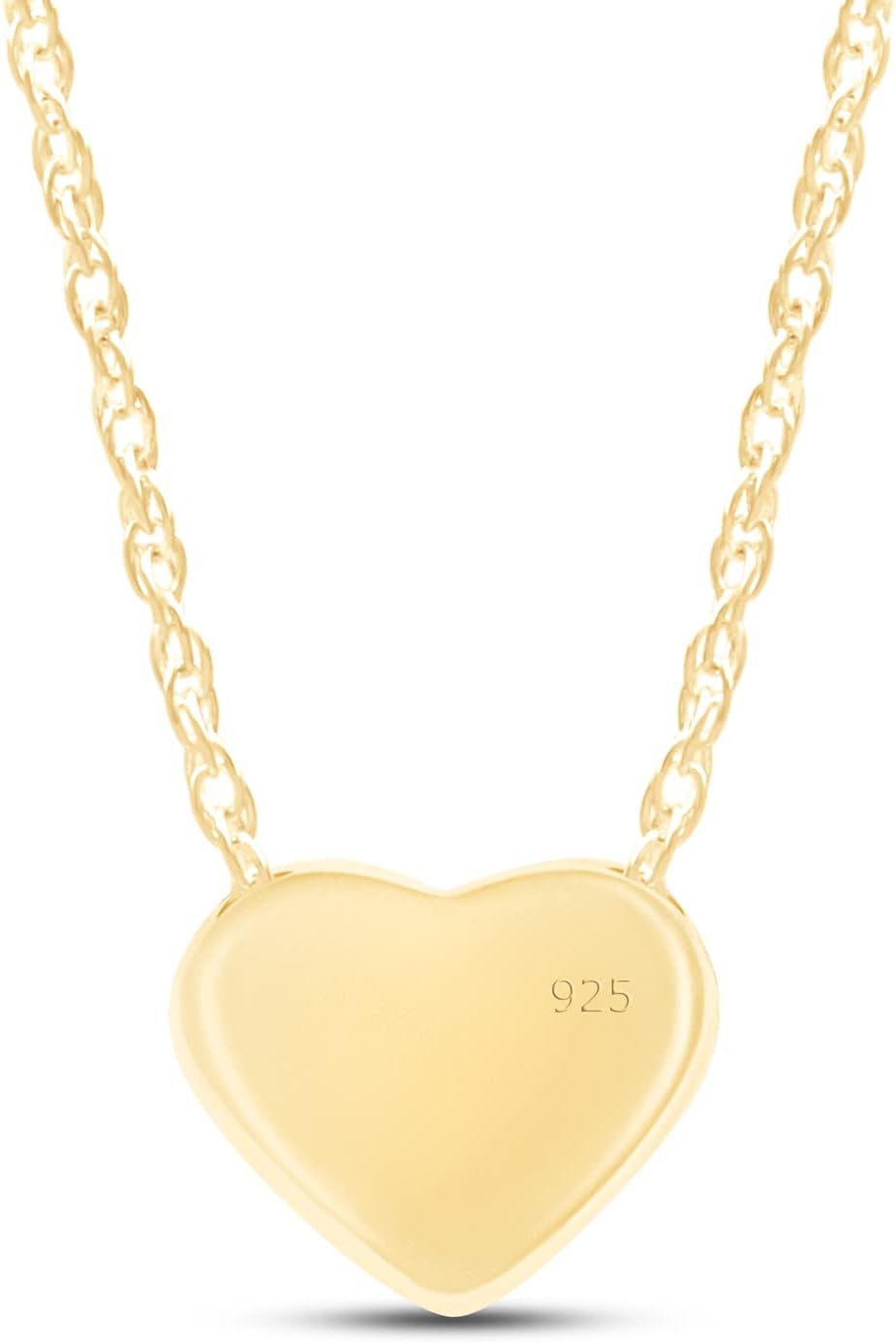 AFFY Sliding Heart Pendant Necklace 3D Puffed Heart Jewelry for Women in 14K Gold Plated Sterling Silver - Image 4