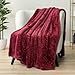 Sherpa Throw Blanket for Couch, Sofa by Pavilia | Plush, Soft, Cozy, Lightweight Microfiber (50 x 60 Inches, Wine)