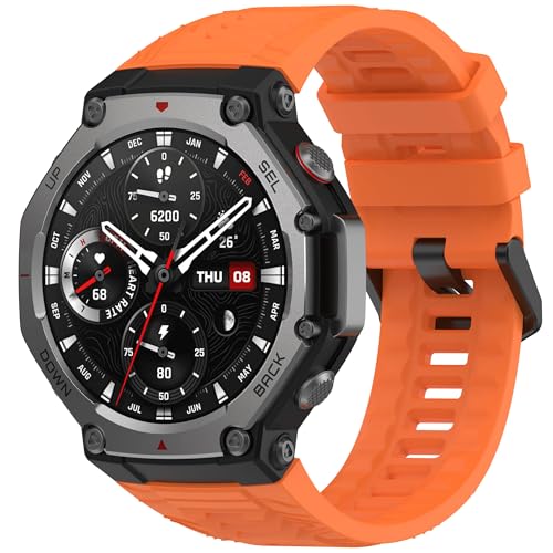 Pulseiras de silicone esportivas ajustáveis compatíveis com Amazfit T-Rex 3 para smartwatch Amazfit
