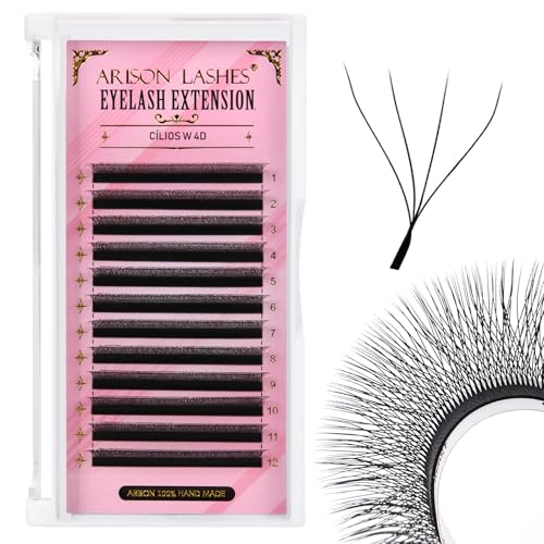 Arison Lashes 4D W Shape Eyelash Extension, D Curl, 0.07, 10mm