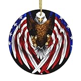 Yyhwhjde Drapeau des États-Unis - Aigle patriotique - Décoration circulaire en céramique - Décoration de supermarché - Fête de Noël - Maison