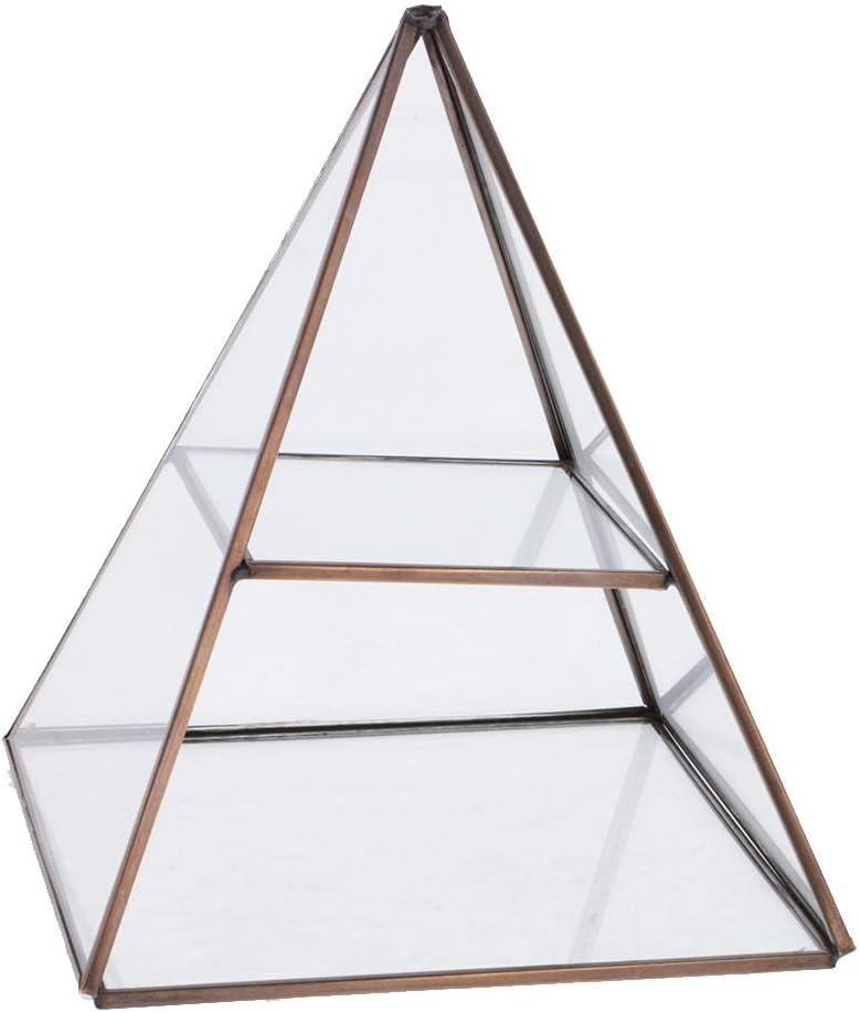 joyMerit Pyramid Glass Ring Display Case Women Jewelry Collection Storage Organizer Box - Antique Bronze