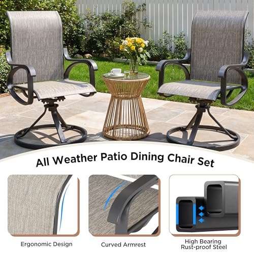 Image of LOUVIXA Patio Swivel Chair Set of 2, All-Weather Patio Swivel Rocking Chair, High Back Patio Dining Chairs for Backyard, Porch, Lawn, Garden(2, Taupe)