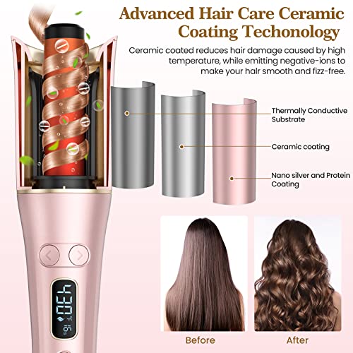 Auto Hair Curler, Automatic Curling Iron Wand With 4 Temperatures & 3 Timers & Lcd Display, Curling Iron With 1" Large Rotating Barrel, Dual Voltage Auto Shut-Off Spin Iron For Hair Styling #TOP3