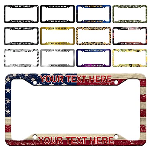 Personalized License Plate Frames, Custom License Plate Cover Metal Tag Holder,Customized Design Text License Plate Frame, Make Your Own License Plate Holder 4 Holes/230