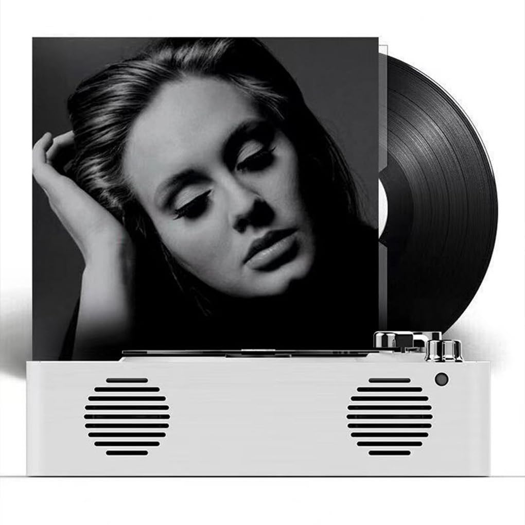 Lecteur CD Portable rétro Haute fidélité avec Haut-Parleur,Blanc