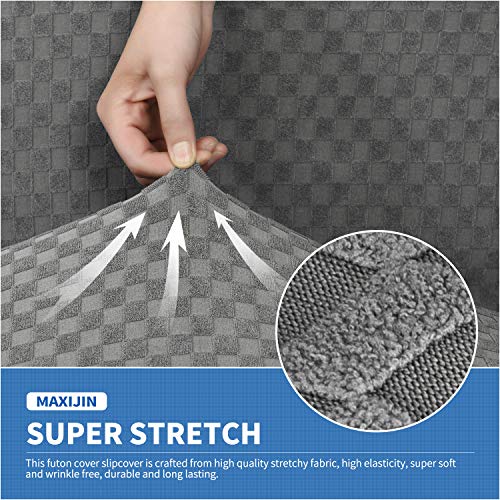 Maxijin Newest Jacquard Futon Cover Stretch Armless Futon Sofa Cover Soft Futon Slipcover With Elastic Bottom Thick Sofa Bed Furniture Protector Covers For Washable Futon (Futon, Light Gray) #TOP3