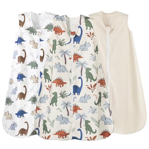david's kids 3 Pack Warm Micro Fleece Baby Sleep Sack 6-12 Months, Soft Baby Wearable Blankets with 2-Way Zipper, Comfy Winter Sleeping Bags for Infant Newborn Boys Girls, Medium Size, Dinosaur by david's kids - Used condition - US$25.49