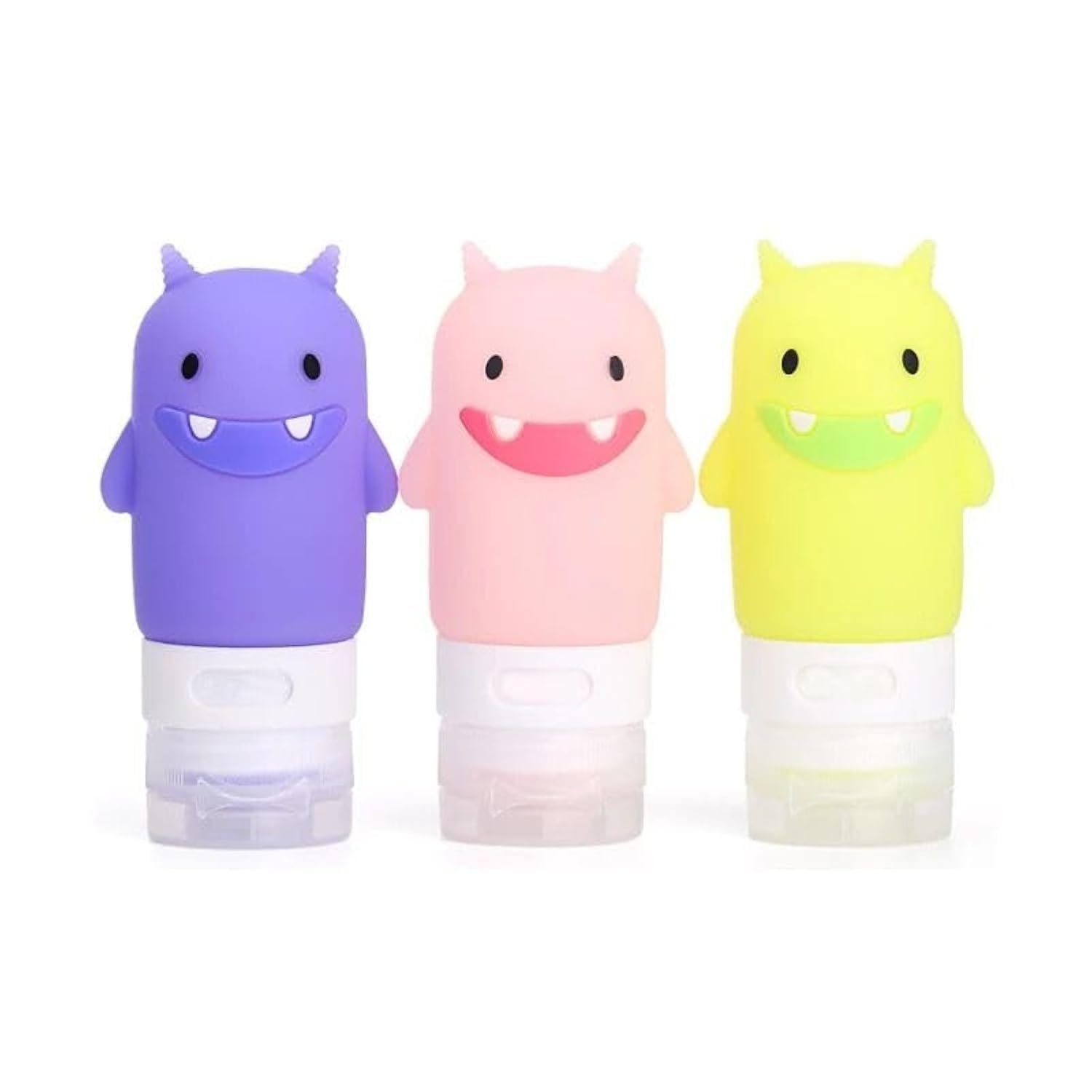 SNACK ATTACK pack of 2 Funny Monster Leakproof Silicone Squeeze Bottles