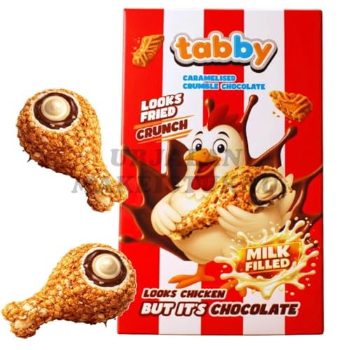 Tabby Chicken-Shaped Caramelised Crumble Chocolate Milk Filled Crunchy Novelty Sweet 50g Chicken Chocolate - TIK TOK Sweets