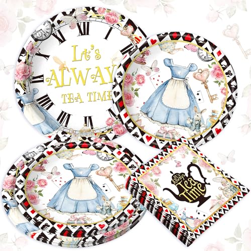 Assiettes et serviettes pays des merveilles pour réussir facilement votre table d'anniversaire