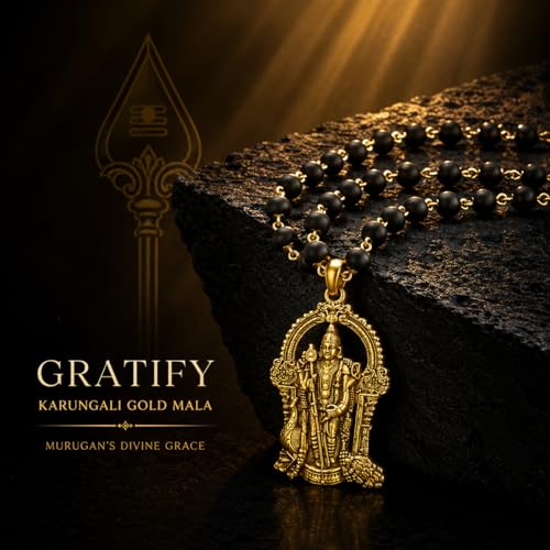 Image of Gratify Original Karungali Mala 54 Beads (7mm) for Men & Women | Authentic Black Ebony Wood Mala with Gold Plated Metal Caps | Spiritual Necklace for Meditation, Prayer, Energy Balance & Positive Vibes