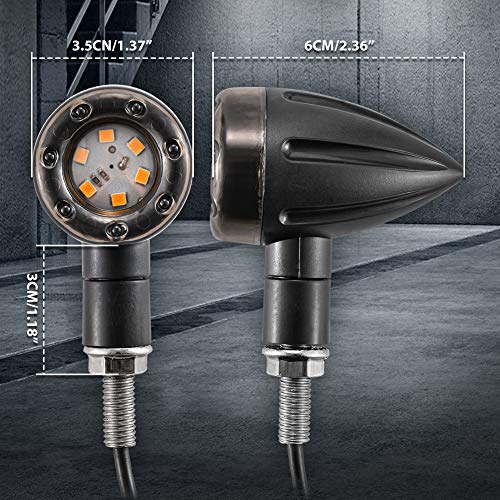 Natgic 4Pcs Universal Motorcycle Turn Signal Lights Mini Bullet Led Turn Signal Blinkers Brake Lights Rear Tail Lights Running Lights (Clear Colored Lenses) #TOP3