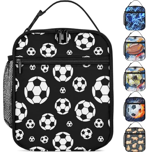 Soccer Ball Lunch Box Kids Insulated Sports Theme Lunch Bag for Boys Teen