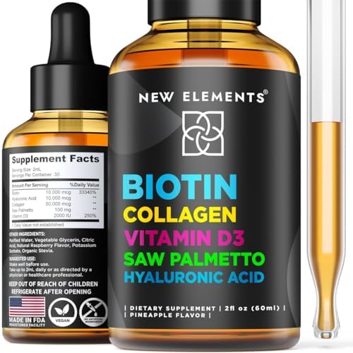 Liquid Biotin Drops with Collagen Vitamin D3 Saw Palmetto