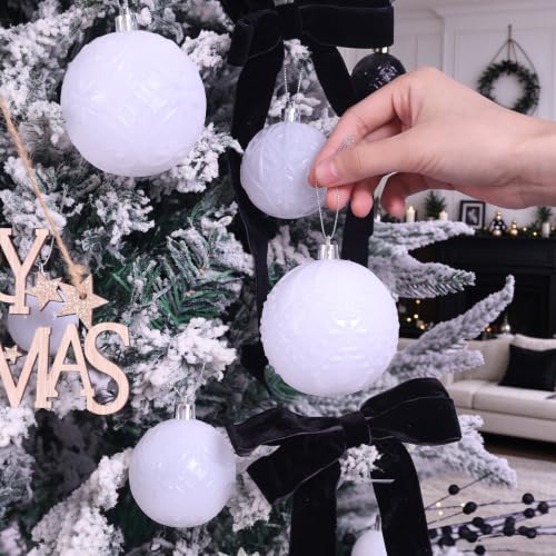 SZVRL Christmas Balls Ornaments -36pcs Shatterproof Christmas Tree Decorations with Hanging Loops for Xmas Tree, Holiday Party, Wedding & Indoor Home Decor,6 Styles in 3 Sizes (White) - image 4