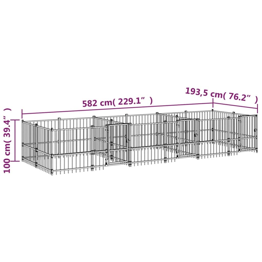 Perrera para perros de acero con recubrimiento en polvo, 11,26 m², con puerta giratoria, protección y seguridad para cachorros en el jardín interior y exterior