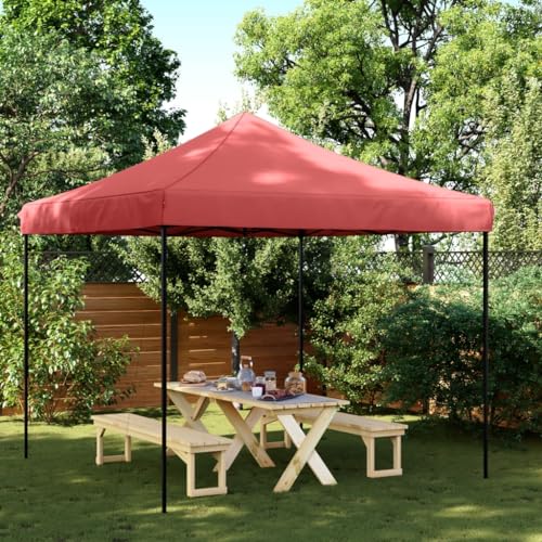 Homgoday Tente de Réception Pliable Escamotable Bordeaux 292x292x315 cm, Tonnelle de Jardin Belvédère, Gazebo Pavillon de Extérieur, Chapiteau pour Camping, Fête, Barbecue