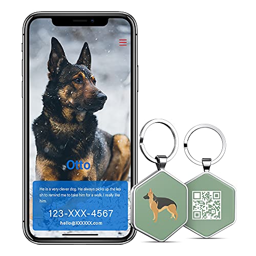 Kekid Dog Tags Personalized For Pets Custom Dog Tags Dog Name Tag Qr Code Pet Tags Engraved Pet Id Tags Personalized Anti-Lost Pet Page Modifiable Exclusive | Specially For German Shepherd #TOP3