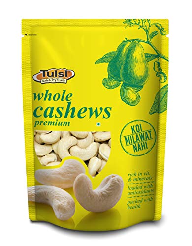 Image of Tulsi Whole Cashew Premium (Grade W320) 200g | Handpicked Kaju Nuts | Premium Cashew Nuts | Raw Cashews | Rich in Protein | Source of Dietary Fiber | Whole Kaju | Farm Sourced