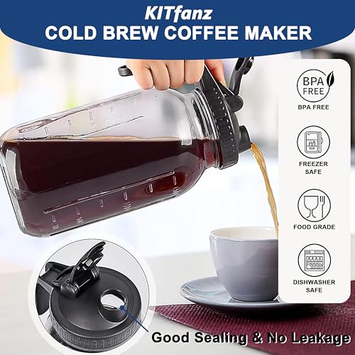 KITfanz Máquina de café Cold Brew, jarra de vidro resistente hermética e à prova de vazamento para c