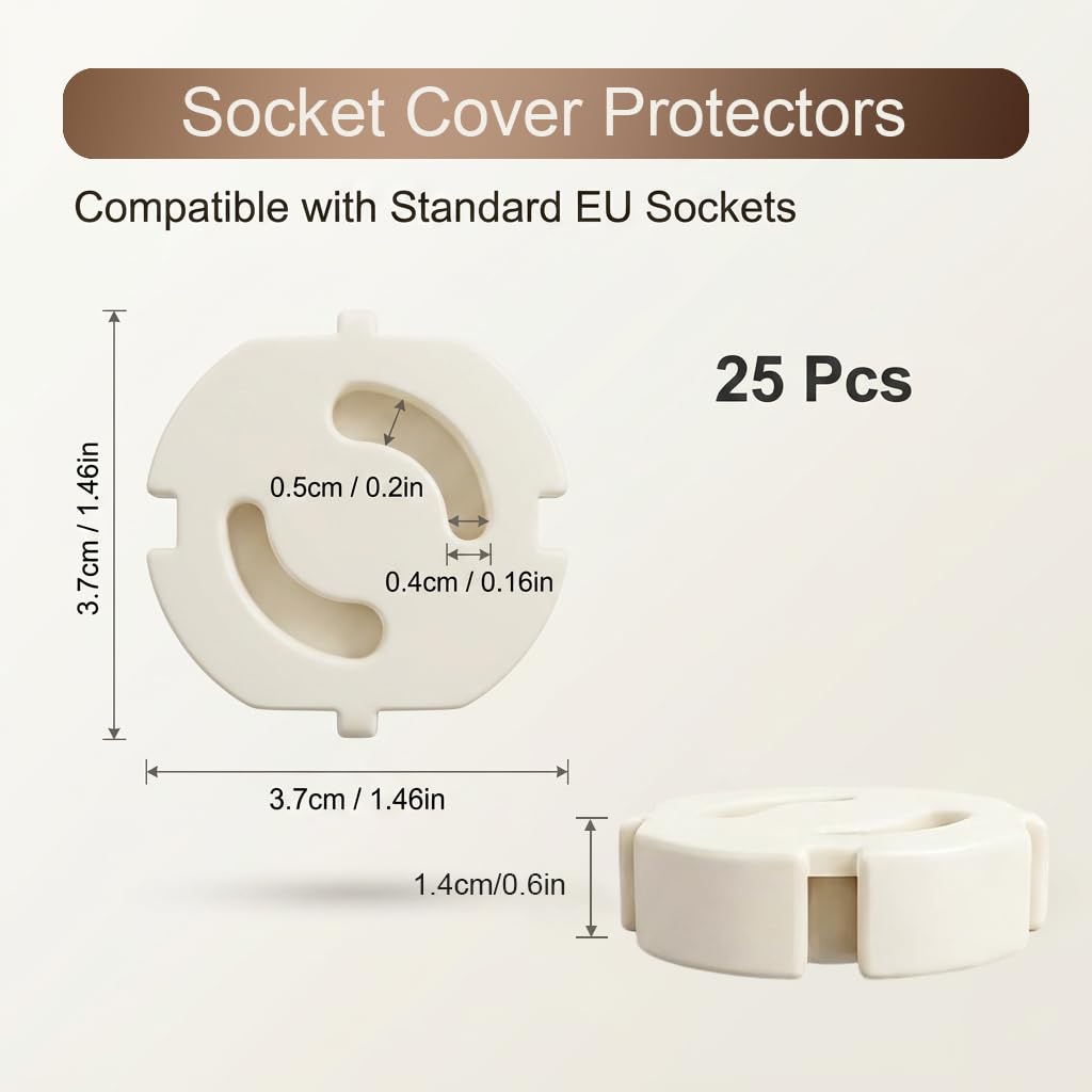 Lot de 25 cache-prises pour enfants - Installation facile - Protection contre les chocs électriques - Sans collage - Pour la famille