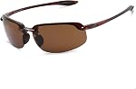 JULI Polarized Sports Sunglasses for Men Women TR90 Rimless Frame UV400 Protection for Running Fishing Baseball Driving 8001