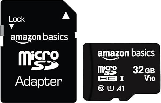 Amazon Basics 32GB MicroSDHC Memory Card with Adapter, Upto 98MB/s, IPX6, Temperature & Shock Resistant