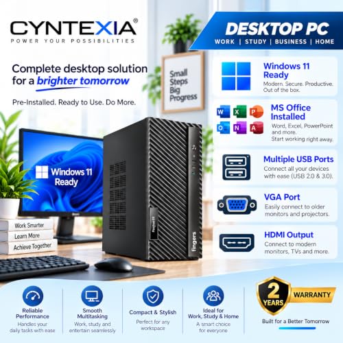Image of Cyntexia Computer Desktop PC Core I7-4770 (08GB RAM / 256GB SSD /HDMI /VGA /Ethernet /HD Graphics 4600 / USB 3.0 / Win 11) Basic Software Installed
