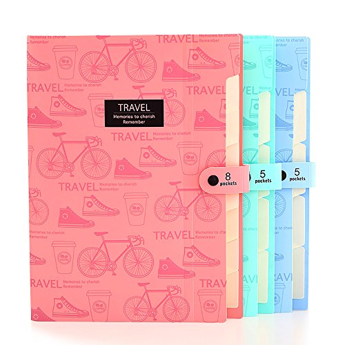 Classeur accordéon 8 poches Organiseur Onglets de couleur Format A4 Green Cover