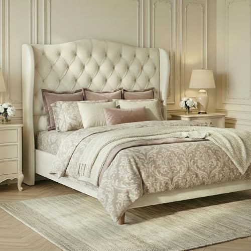 Queen Velvet Upholstered Platform Bed Frame Tufted