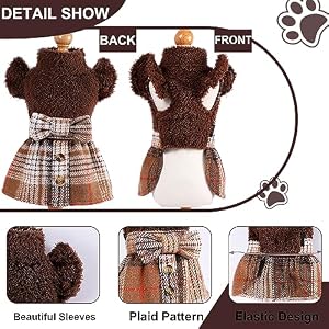 Fleece Dog Dress for Small Dogs, Winter Dog Sweater, Fall Cute Warm Puppy Clothes, Tiny Dog Clothes Outfit, Soft Pet Chihuahua Yorkie Sweater Pink Brown (XX-Small) Fleece Dog Dress for Small Dogs, Winter Dog Sweater, Fall Cute Warm Puppy Clothes, Tiny Dog Clothes Outfit, Soft Pet Chihuahua Yorkie Sweater Pink Brown (XX-Small)