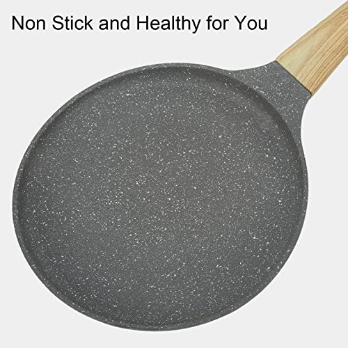 Yomiyuyr Bratpfanne, Flachbodenkochpfanne, sogar Heizung, Stick Freess Kochen, Küchenwaren mit Griff, 24 cm / 9,45 Zoll für Lebensmittel (28 cm)