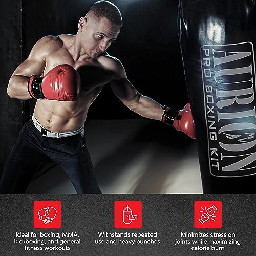 Image of Aurion 2 Feet Synthetic Leather Filled Punching Bag | Boxing Bag with Hanging Chain | Boxing - Black 2 Feet / 24 Inches