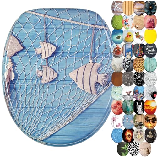 Sanilo WC Sitz mit Absenkautomatik, viele schöne Toilettendeckel zur Auswahl, hochwertige und stabile Qualität aus Holz (Seefahrt)