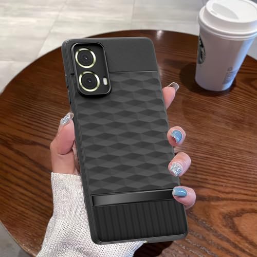 Image of Pikkme Back Cover for Motorola Moto G85 5G Camera Protection 3D Hexa Cube Design Silicone Protective Bumper Case (Black)
