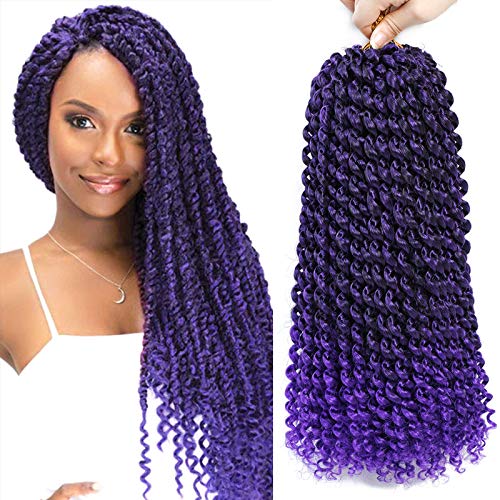 7 Packs 14 Inch Passion Twist Hair Water Wave Crochet Braids Hair for Passion Twist Ombre Purple Passion Twist Braiding Hair Hair Extensions (14" 7Packs, TPurple)