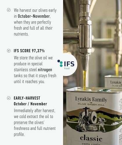 Lyrakis Family Olive Oil 1L – Greek Extra Virgin, Premium First Cold Pressed, High Polyphenols, Handpicked Olives, New Harvest, Fresh Juice from Crete – Since 1975 - Image 3