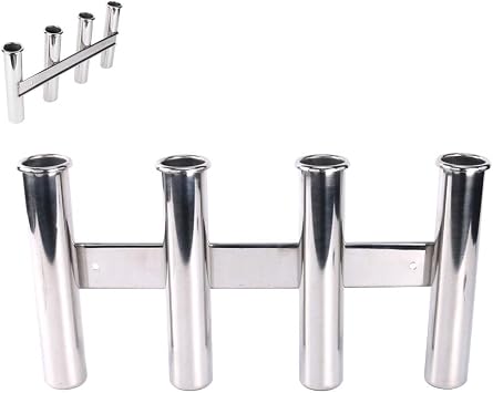 Wall-Mounted 316 Stainless Steel Rod Holder 4 Tube Fishing Pod Rack for Marine Boat Yacht Camper RV