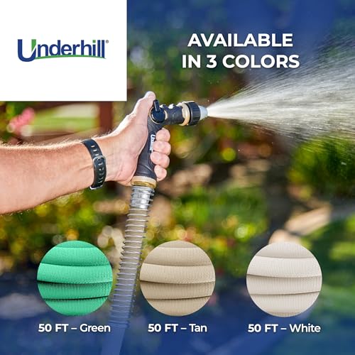 Professional Grade Featherweight EVO Fabric Garden Water Hose That Actually Won't Kink for Outdoor and Yard, Built for Longevity and Will Last Many Seasons, Weighs only 4 Pounds, 50 ft Long, White by Underhill - Image 2
