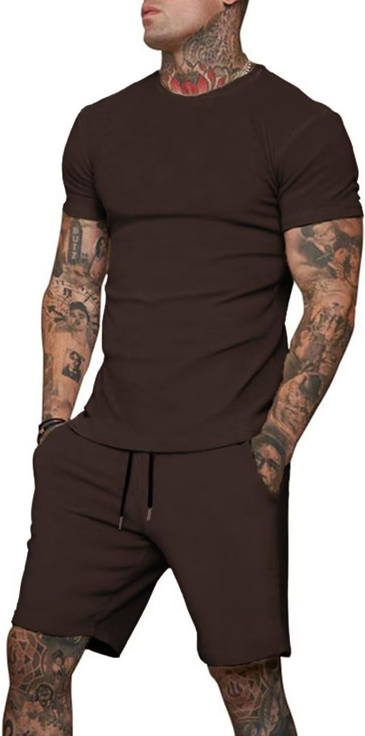 Uni Clau Mens Short Sets 2 Piece Outfits Fashion Summer Tracksuits Casual Shirt and Shorts Set - Image 3