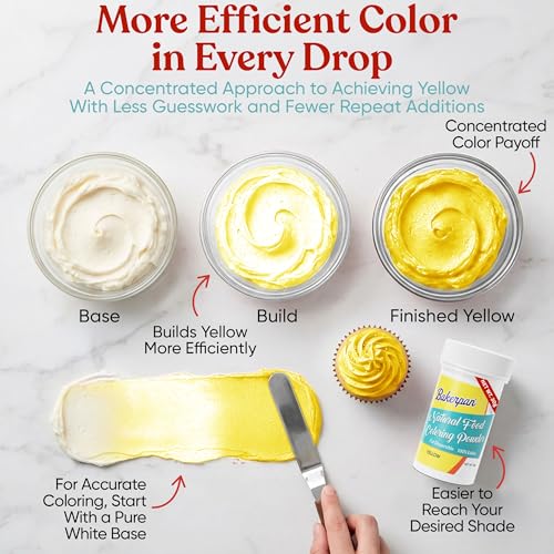 Image of Bakerpan Yellow Food Coloring Powder for Baking - 30g Oil Based, Artificial Dye-Free, Plant-Based, Kosher, Gluten-Free - For Buttercream, Chocolate, Candy & Cakes