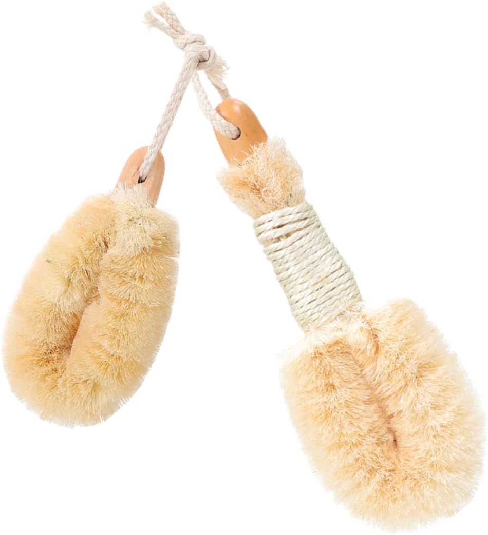 Alipis 2pcs Natural Sisal Fiber Exfoliating Body Dry Brushes Large and Small Set for Shower Bathing, Deep Skin Scrubber for Women and Men, Plant Bath Cleansing Brushes