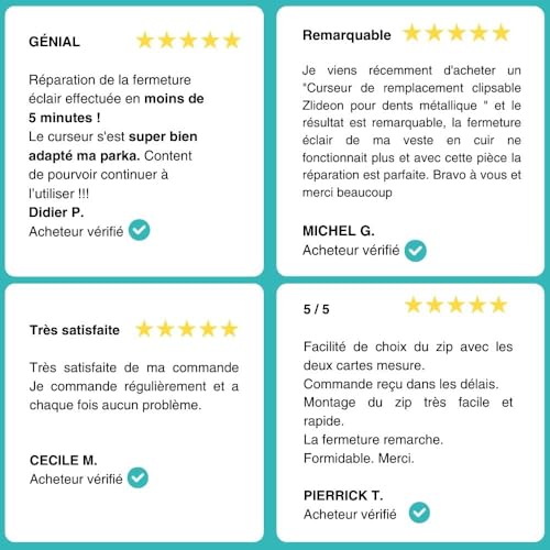 Curseurs de réparation pour fermetures éclair métalliques Clip&Zip x3 Argent - 6