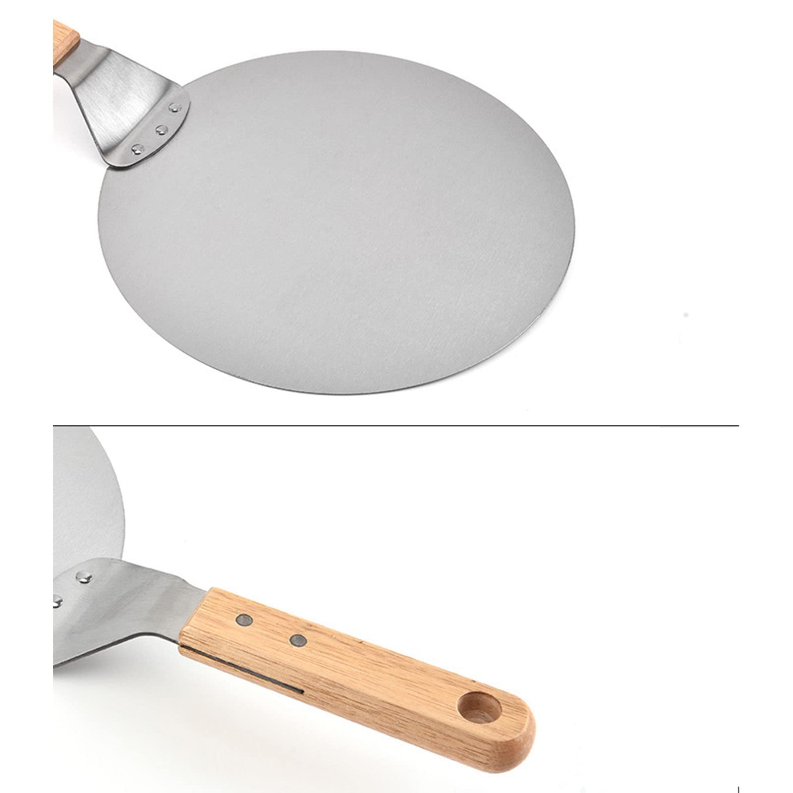 Pelle à Pizza en Acier Inoxydable 430 avec Manche en Bois, 25,4 cm, argentée, 44,1 x 25,3 cm